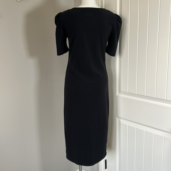Dudley Stephens Duncan Dress Terry Black Recycled Fleece MIDI Puff Sleeve Sz XS - Picture 9 of 14